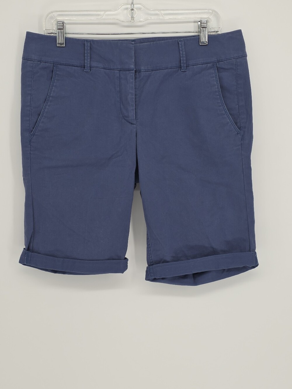 Womens Ann Taylor Loft Shorts Size 8 Blue Cuffed Bermuda